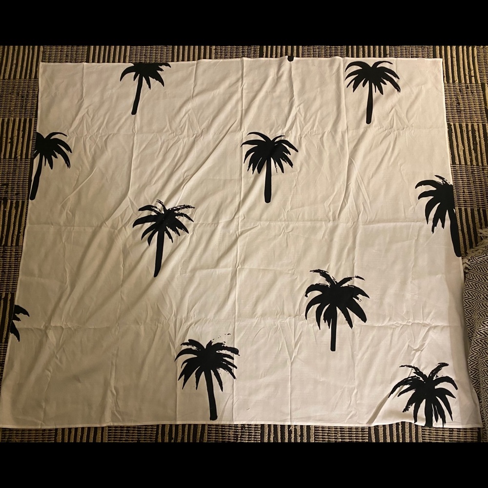 Society6 black and white palm tree tapestry art